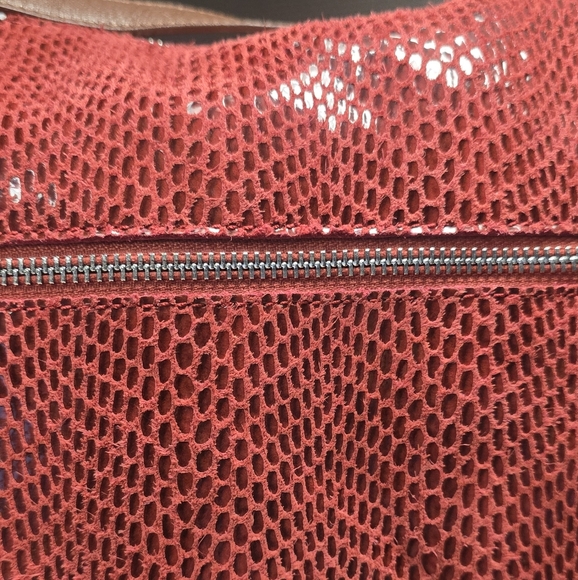 Sorial Red Sammie Large Leather Snakeskin Embossed Sparkly Hobo Bag - Picture 14 of 14